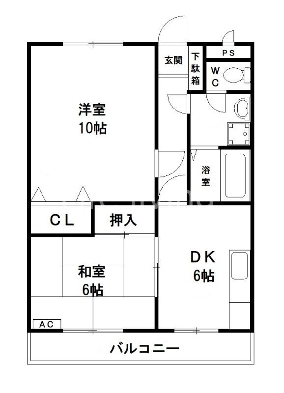 LIFE館羽ノ浦I(2DK/2階)の間取り写真