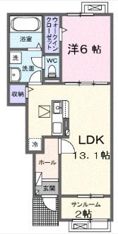 ナイス ハッシー I(1LDK/1階)の間取り写真