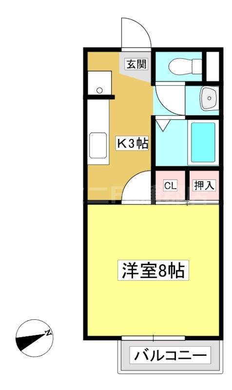 サンコートひまわり(1K/2階)の間取り写真