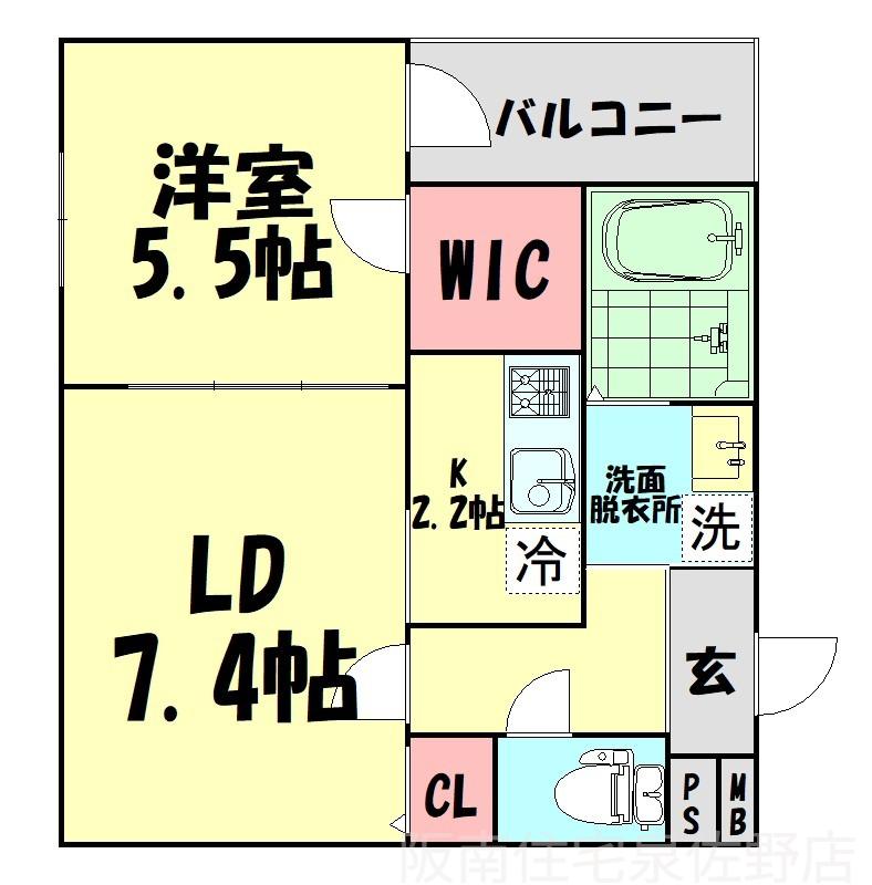 フジパレス日根野駅南I番館(1LDK/2階)の間取り写真
