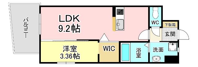 オーヴジョンクラス浅香通(1LDK/2階)の間取り写真
