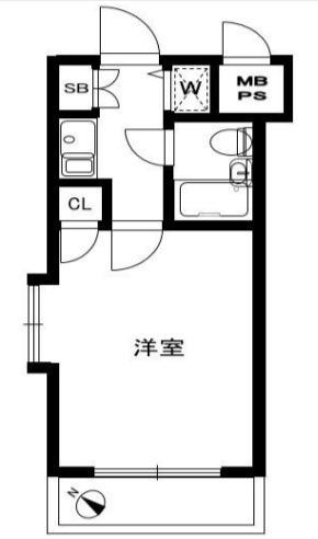 ダイアパレス鷺沼Ⅰ(1K/2階)の間取り写真
