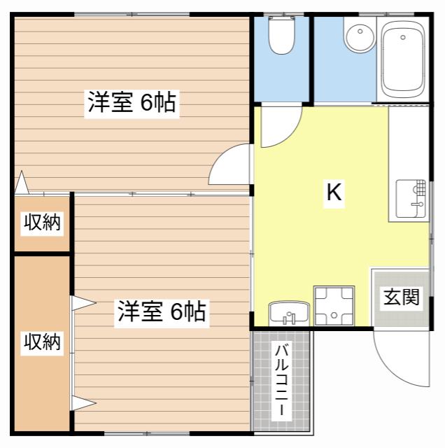 白崎ハイツ(2K/2階)の間取り写真