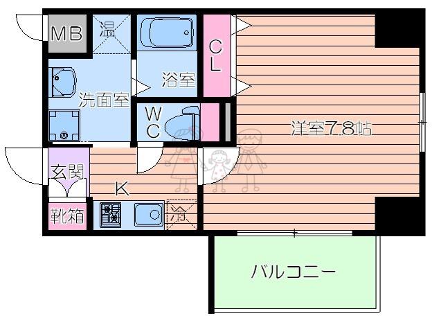 レジュールアッシュ天王寺II(1K/4階)の間取り写真