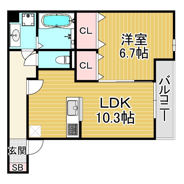 チェーン・パレス上甲子園(1LDK/3階)の間取り写真