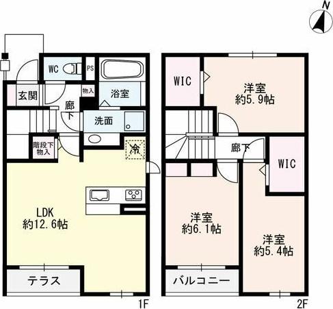 D-COURT羽衣町(3LDK/1階)の間取り写真