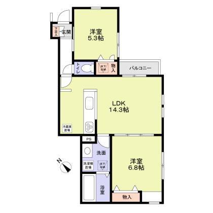 WEISES HAUS(2LDK/1階)の間取り写真