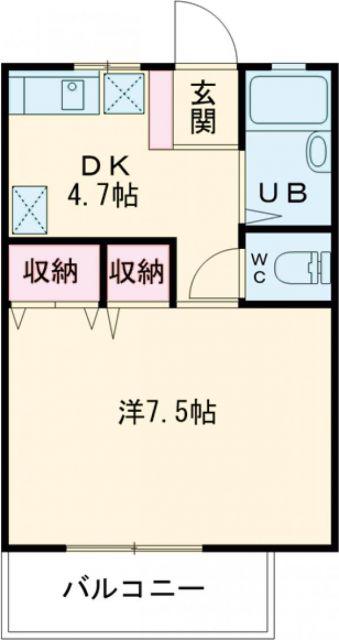 パレーシャル上座(1DK/1階)の間取り写真