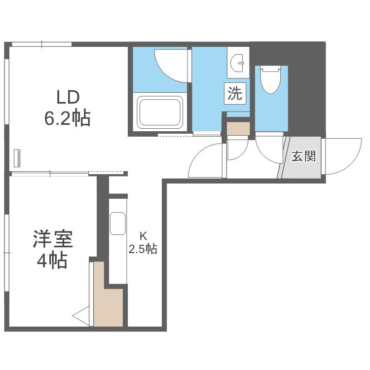 LA FELICE北17条(1LDK/1階)の間取り写真