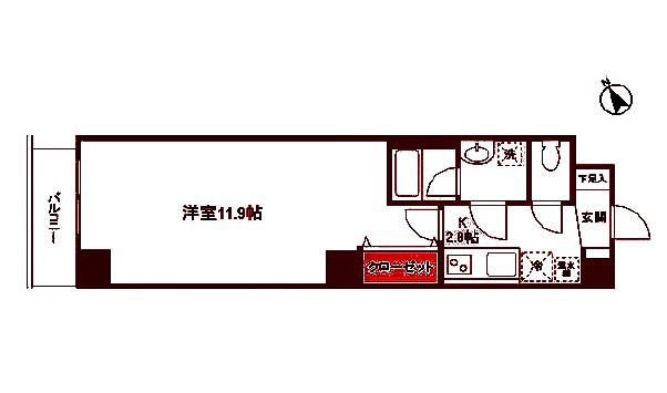 クレール武蔵小杉(1K/4階)の間取り写真