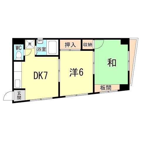 第1徳山ビル(2DK/5階)の間取り写真
