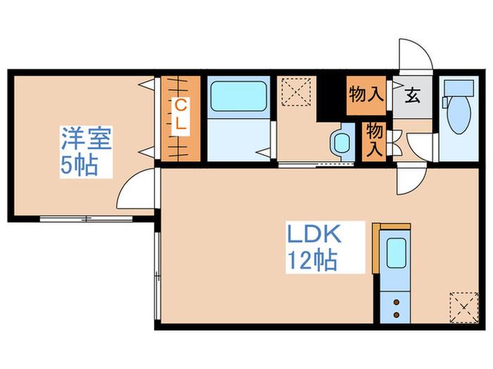 クラリス菊水II(1LDK/5階)の間取り写真