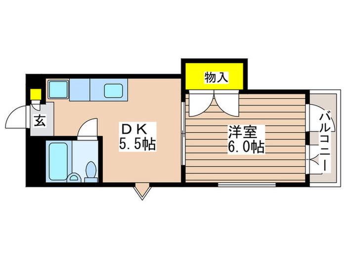 切田ビル(1DK/2階)の間取り写真