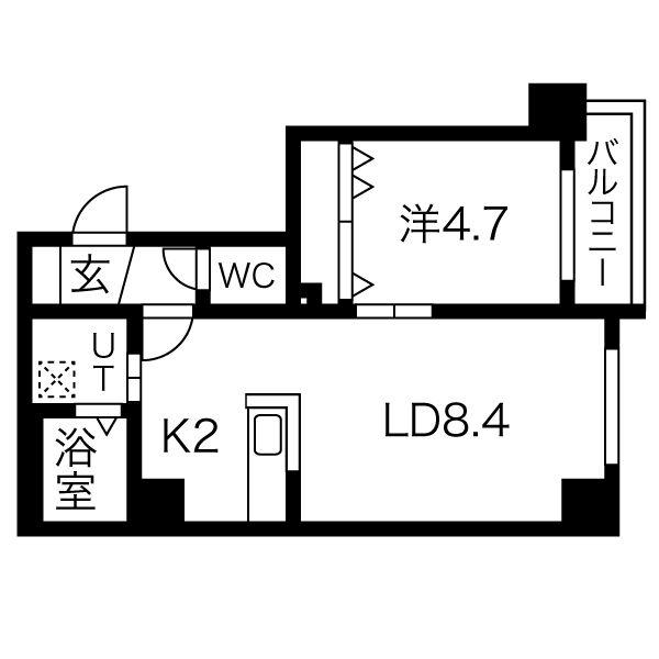 ベルネージュ札幌(1LDK/5階)の間取り写真