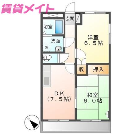 サンライズ ウエスト(2DK/2階)の間取り写真