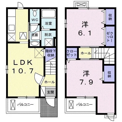 CROSS ROAD I(2LDK/1階)の間取り写真