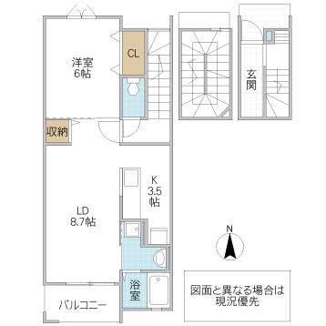 プレッソCL(1LDK/3階)の間取り写真