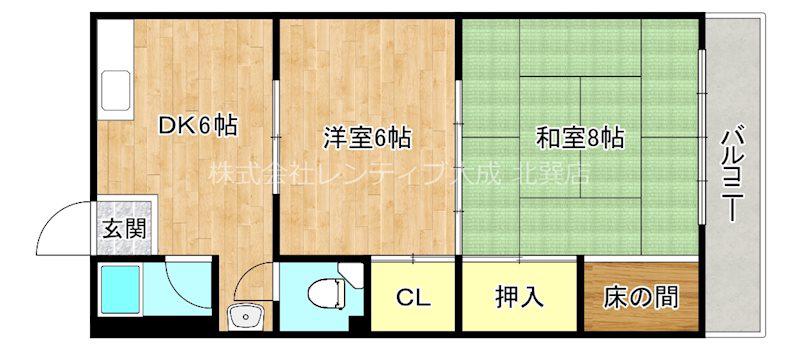 三伸マンション(2DK/3階)の間取り写真