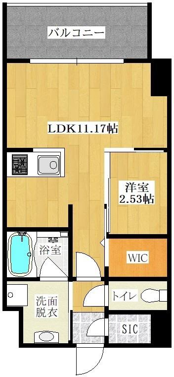 ベルセレーノ大橋(1LDK/4階)の間取り写真