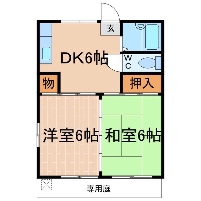 サンハイツ石井(2DK/1階)の間取り写真