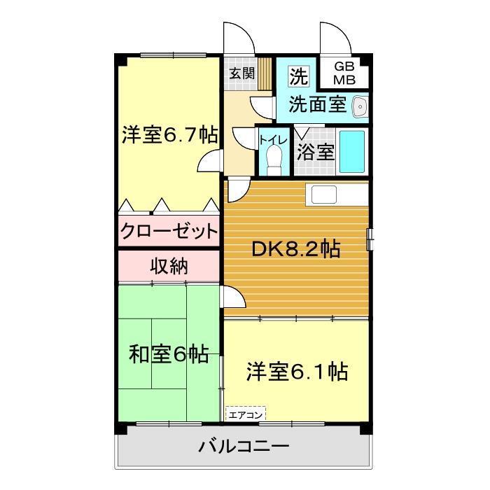 クローバーマンション(3DK/2階)の間取り写真