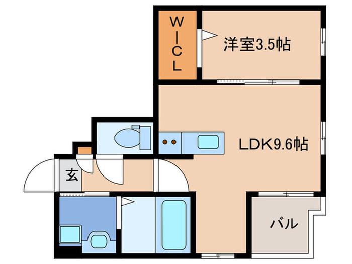 アヴァンセ千早(1LDK/2階)の間取り写真