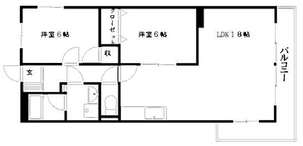 ルミエール壱番館・弐番館(2LDK/2階)の間取り写真