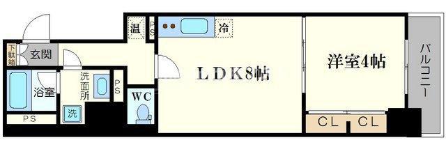 LAV心斎橋ウエスト(1LDK/9階)の間取り写真