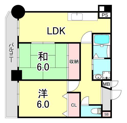 エクレール藤(2LDK/3階)の間取り写真