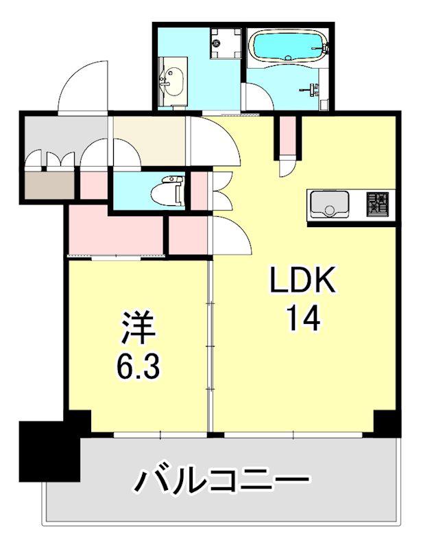 ベイシティタワーズ神戸ウエスト(1LDK/24階)の間取り写真