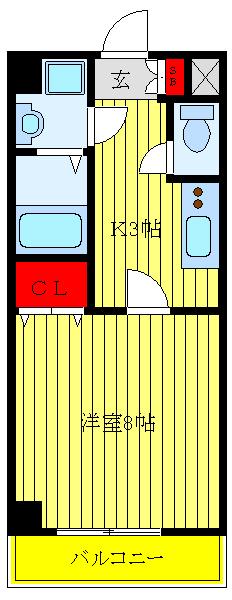 エンスウィート(1K/2階)の間取り写真