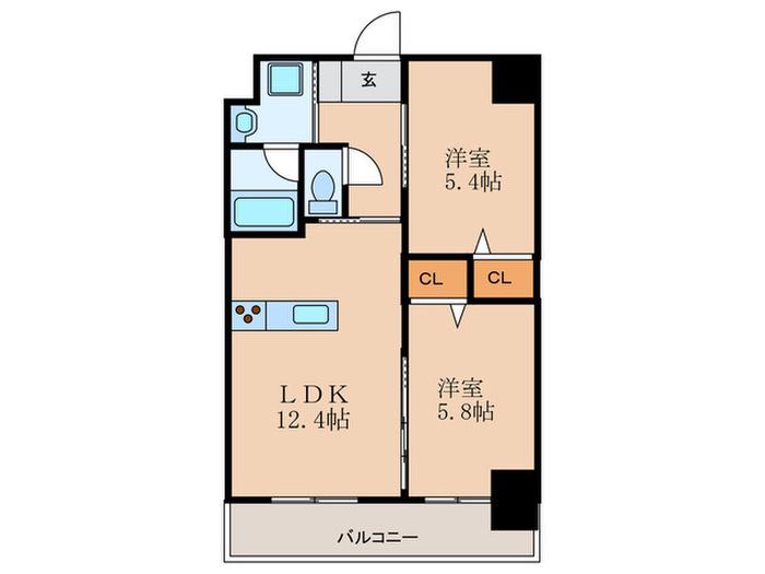 ウイングス三萩野(2LDK/3階)の間取り写真