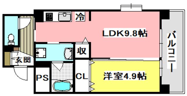 スプランディッド茨木天王(1LDK/5階)の間取り写真