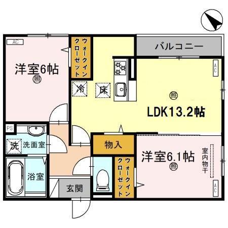 トリシア クレール(2LDK/1階)の間取り写真