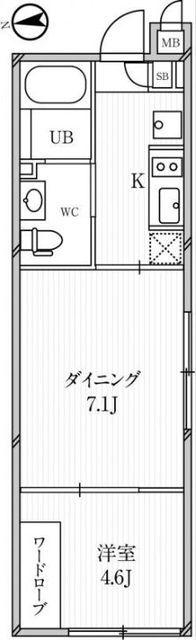 ルクレ高田馬場(2K/4階)の間取り写真