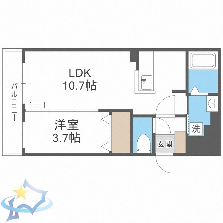 マルシェ八軒(1LDK/1階)の間取り写真