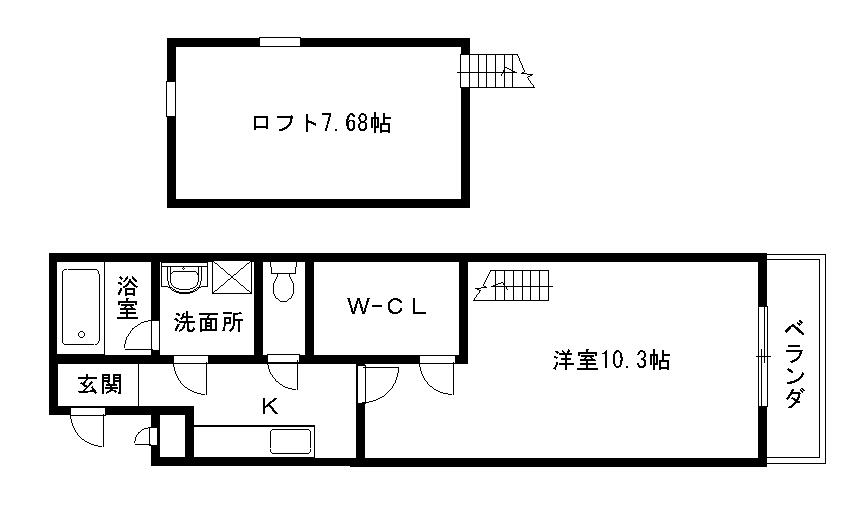 リバ一サイド金岡 七番館(1K/2階)の間取り写真