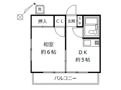 ヴィラそれいゆ(1DK/2階)の間取り写真