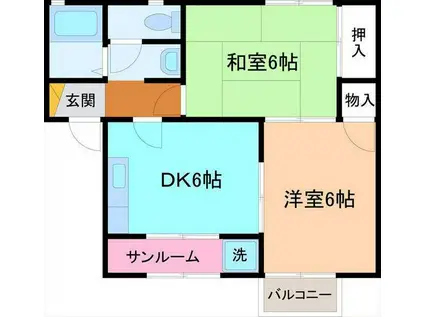 プレジールプラス(2DK/2階)の間取り写真