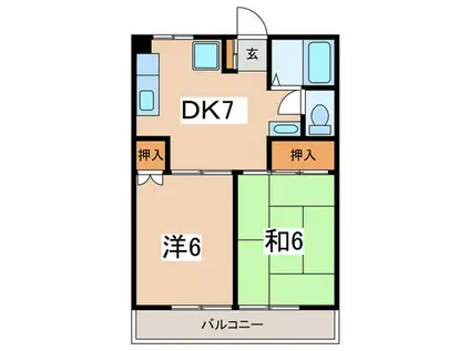 CRCマンション第2(2DK/1階)の間取り写真