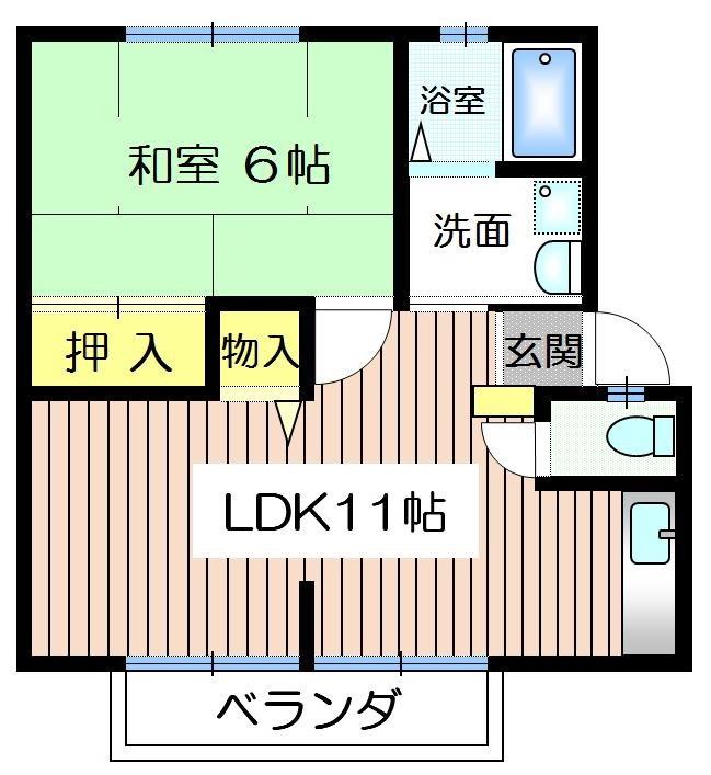 アーバン一光1(1LDK/1階)の間取り写真