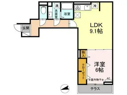 レクシア東葛西I(1LDK/1階)の間取り写真