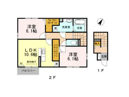 T-ROOM優 201(2LDK/2階)の間取り写真