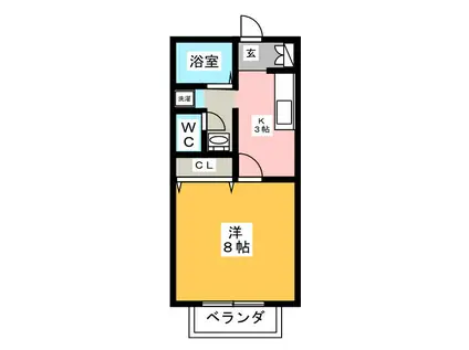 RAILA(1K/2階)の間取り写真