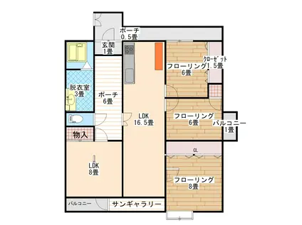 ドゥペール清住(3LDK/13階)の間取り写真
