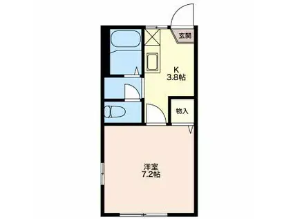 フレグランスAND YOU A セ(1K/2階)の間取り写真