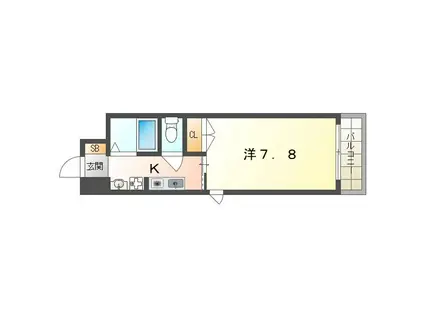 エムズフラット(1K/4階)の間取り写真