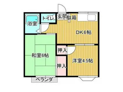 グランデュール長門(2DK/2階)の間取り写真