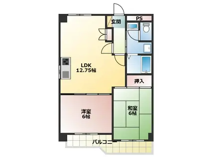 ベネフィス土山I(2LDK/2階)の間取り写真
