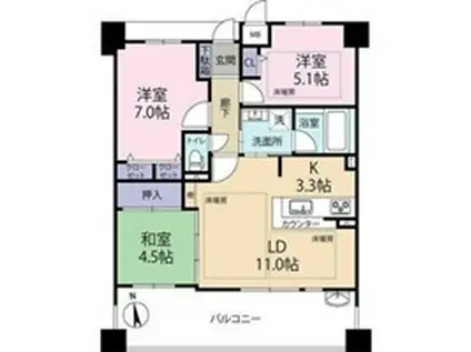 アルファステイツ明石駅前(3LDK/10階)の間取り写真